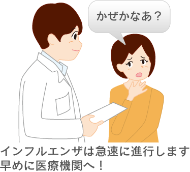 かぜかなあ？ インフルエンザは急速に進行します 早めに医療機関へ