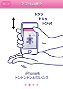 アプリの概要 iPhoneをトントントンと叩いたり